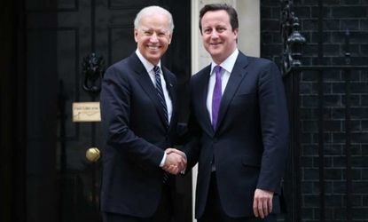 Vice President Joe Biden meets with British Prime Minister David Cameron on the same day the country moves forward in legalizing gay marriage.