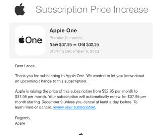 Apple One Price increase