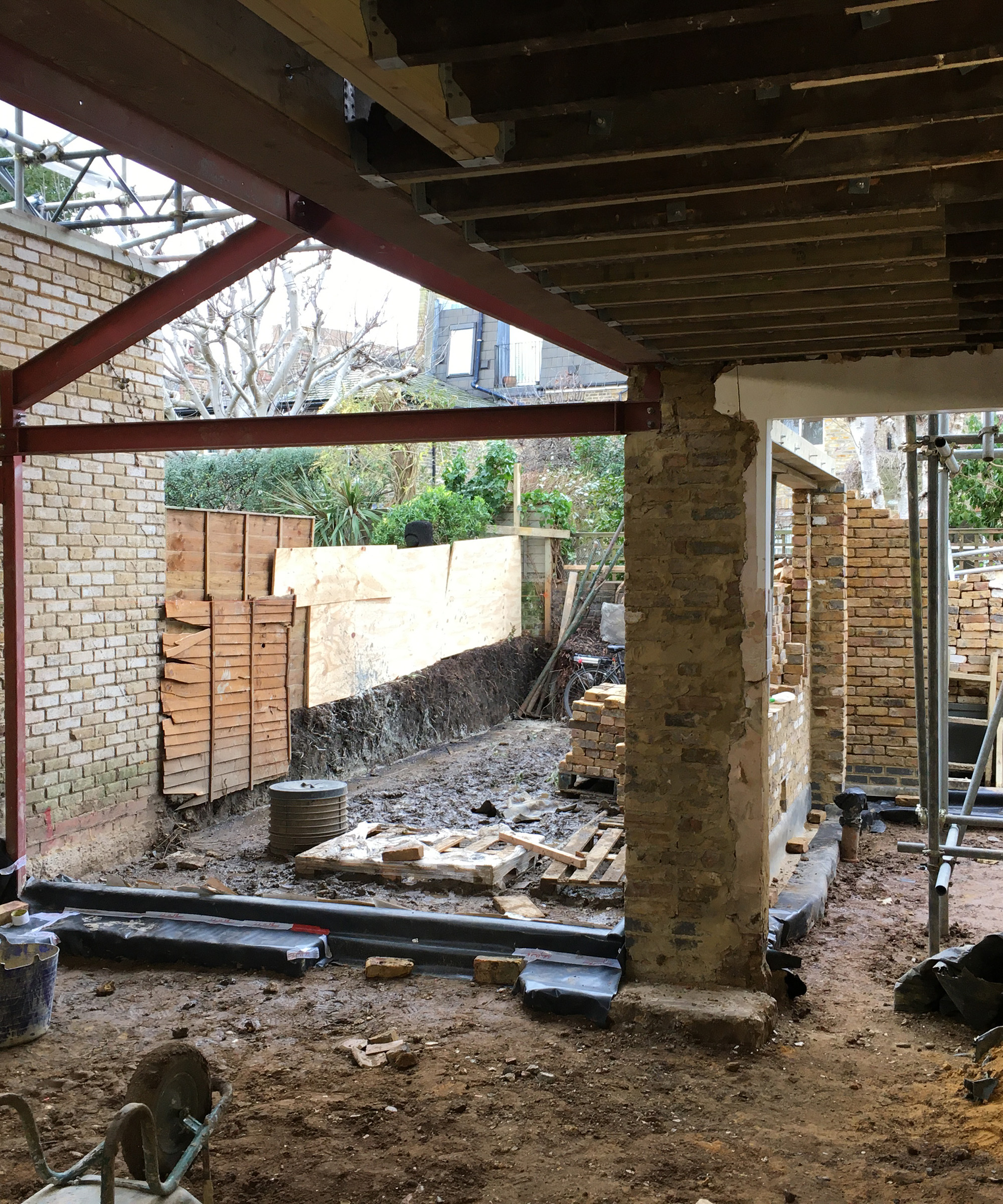 A progress shot of a kitchen extension project