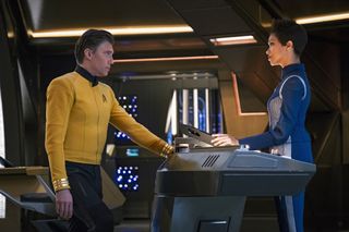 Actors Anson Mount (left) as Capt. Pike and Sonequa Martin-Green as Michael Burnham in "Star Trek: Discovery" on CBS All Access.
