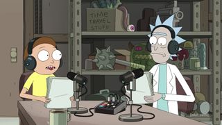 Rick and Morty podcasting in season 6