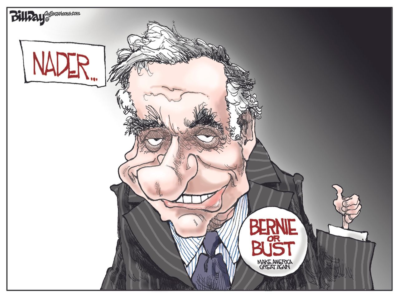 Political cartoon U.S. Nader Bernie 2016