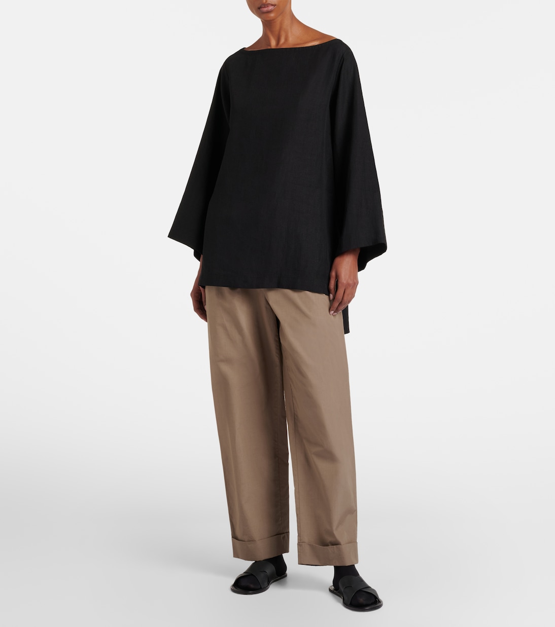 Junia Linen Top in Black - the Row