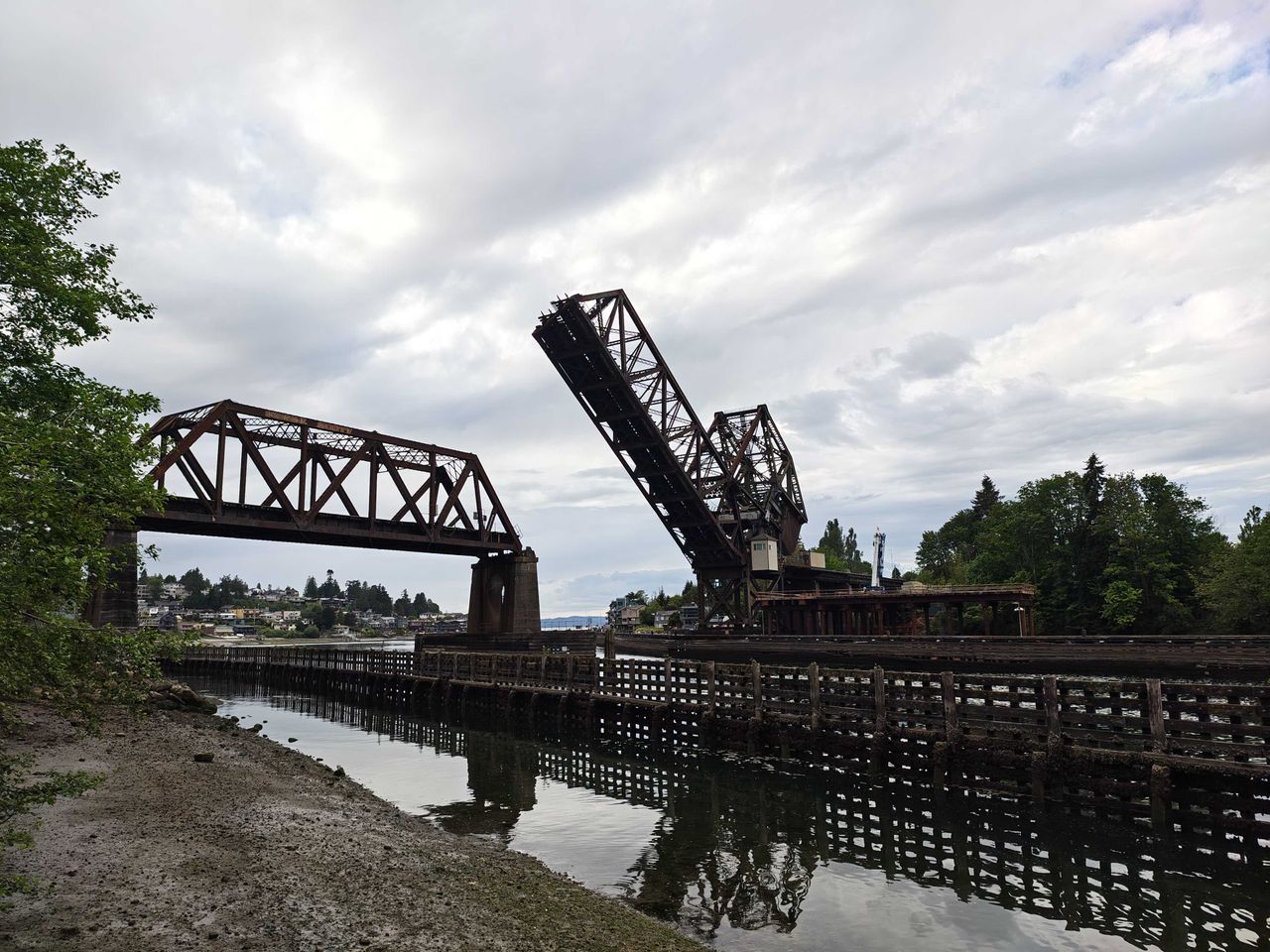 A raised bridge over water