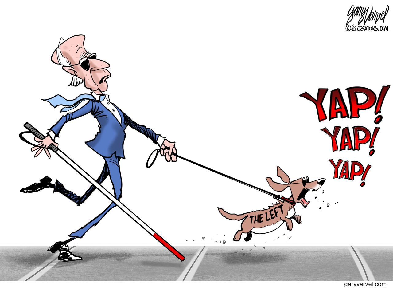 Political Cartoon U.S. biden left wing