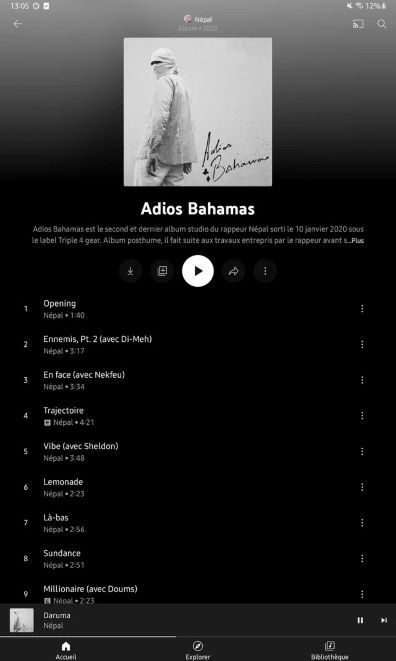 YouTube Music new interface on an Android tablet