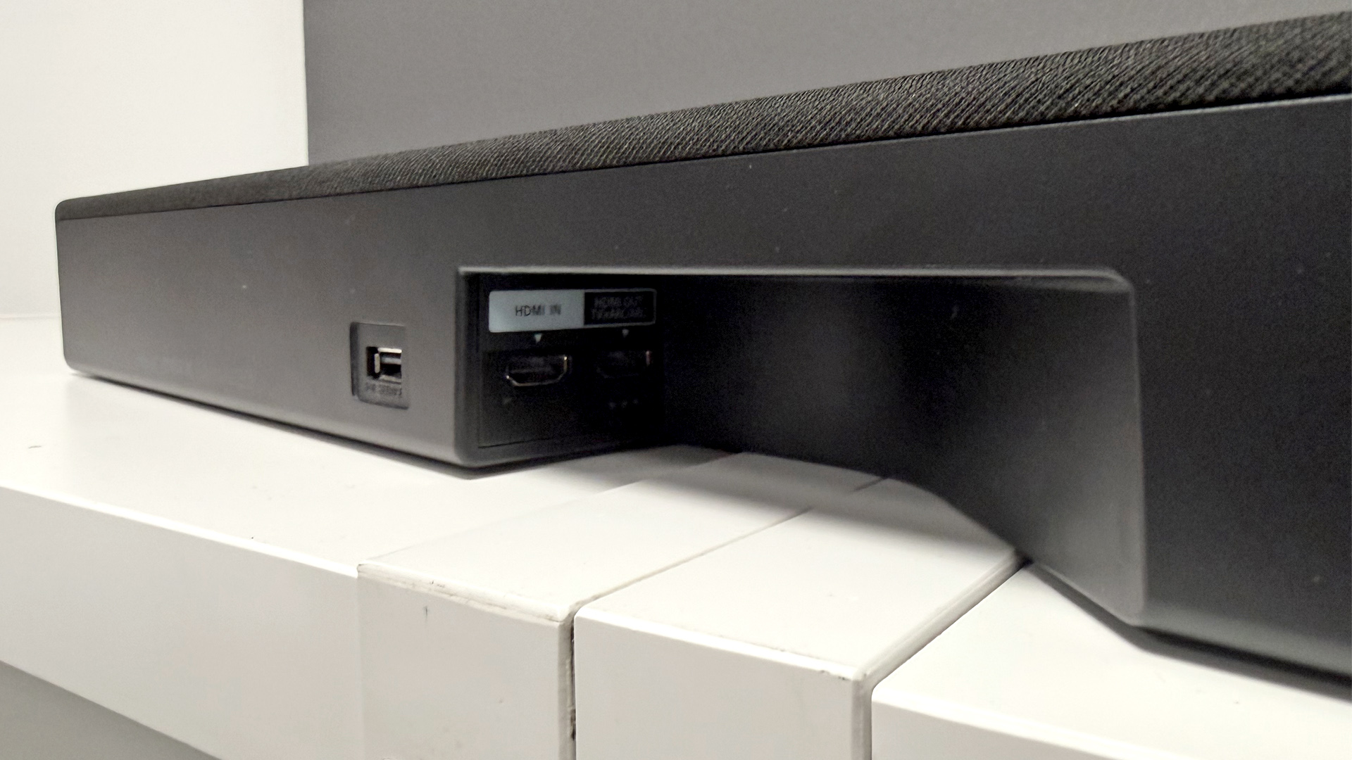 Sony Bravia Theatre Trio Dolby Atmos soundbar rear connections cove showing HDMI sockets