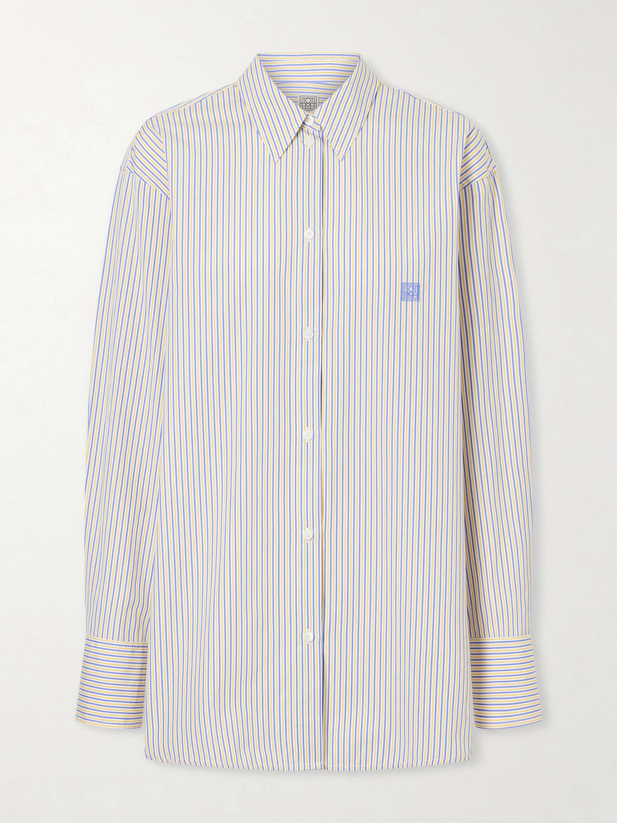Embroidered Striped Cotton-Poplin Shirt
