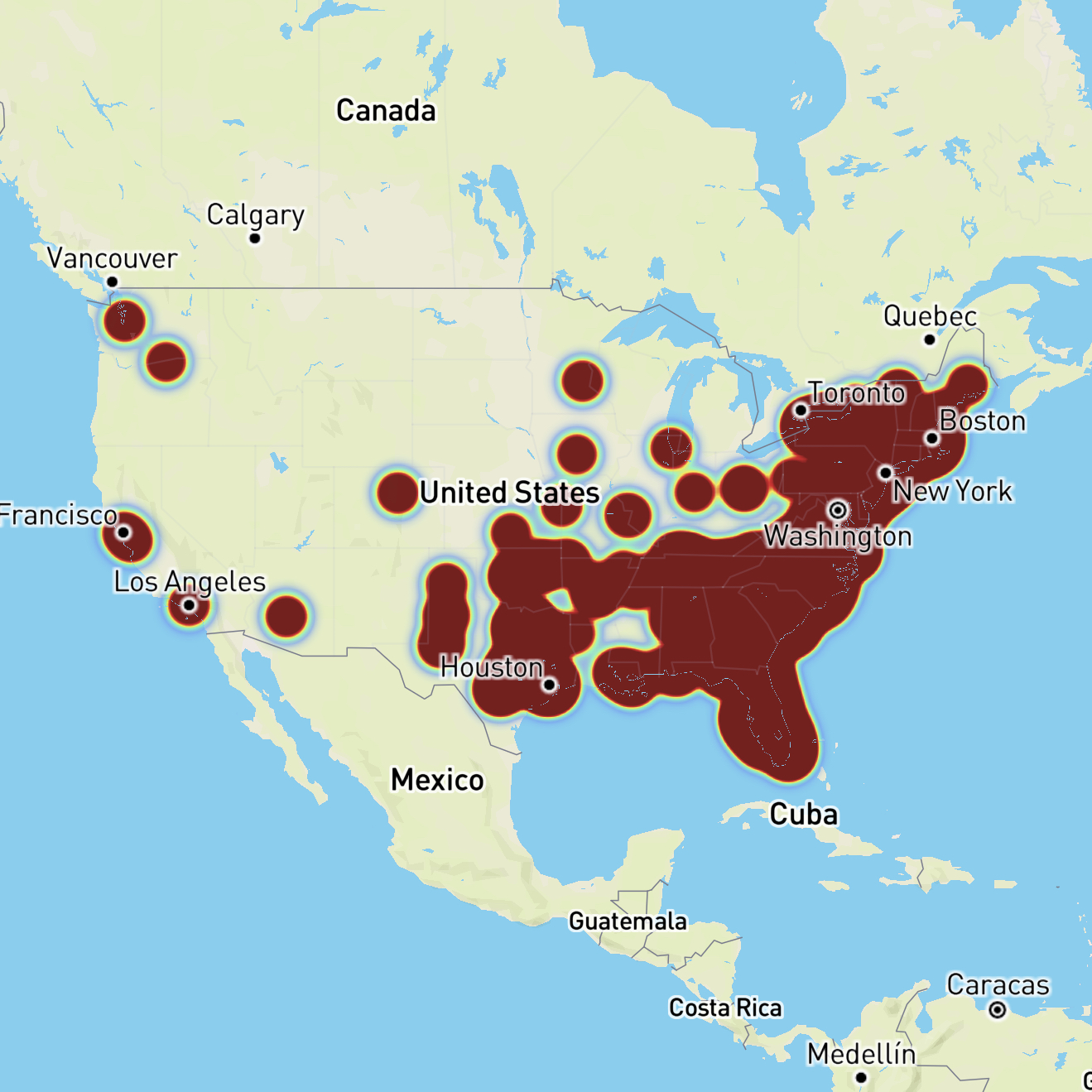 Verizon Outage Map via Down Detector