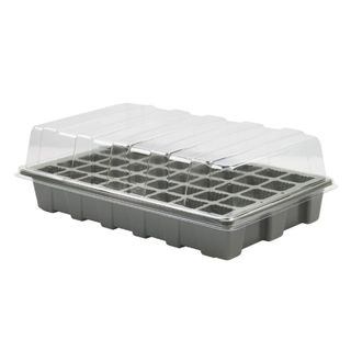Grey seedling tray with plastic cover 
