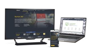 Norton 360 running on a PC, laptop and phone