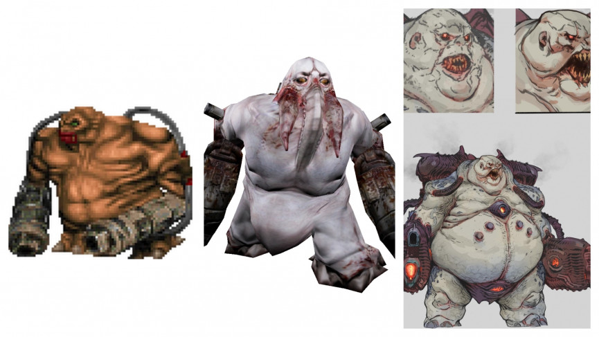 The evolution of characters and monsters in the Doom gaming franchise