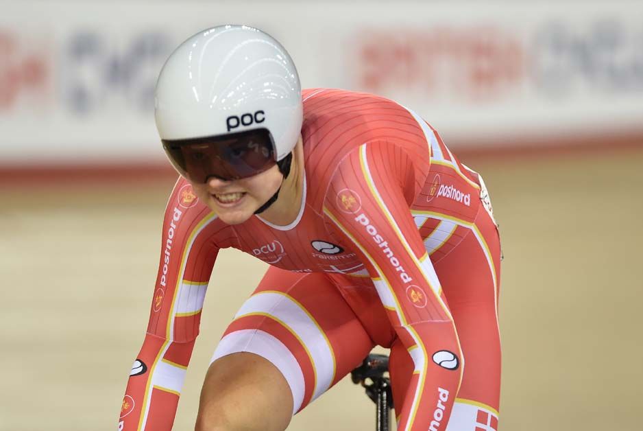Amelie Dideriksen in the 500m TT in the omnium