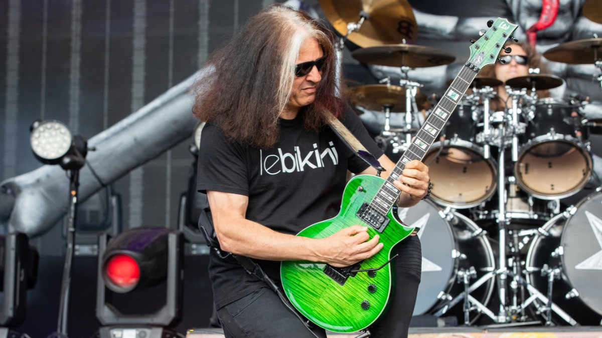 Alex Skolnick of Testament performs during the 2026 Bloodstock Festival at Catton Hall on August 09, 2026 in Derby, England.