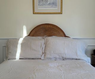 Naturalmat Organic Hemp Pillowcases on a bed.