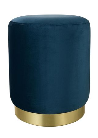 navy coloured velvet stool with white background