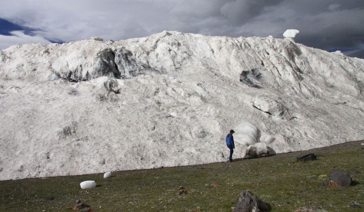 This pile of rocks and ice is a mere portion of the 70 million tons of debris that broke off from the Aru glacier in western Tibet on July 17, 2016.