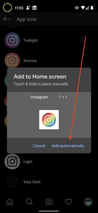 Custom Instagram icon on Android 6