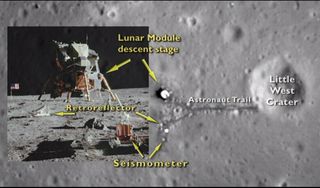 NASA's Lunar Reconnaissance Orbiter caught sight of the landing site of the Apollo 11 moon mission.