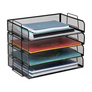 A set of stackable trays for desktop organization