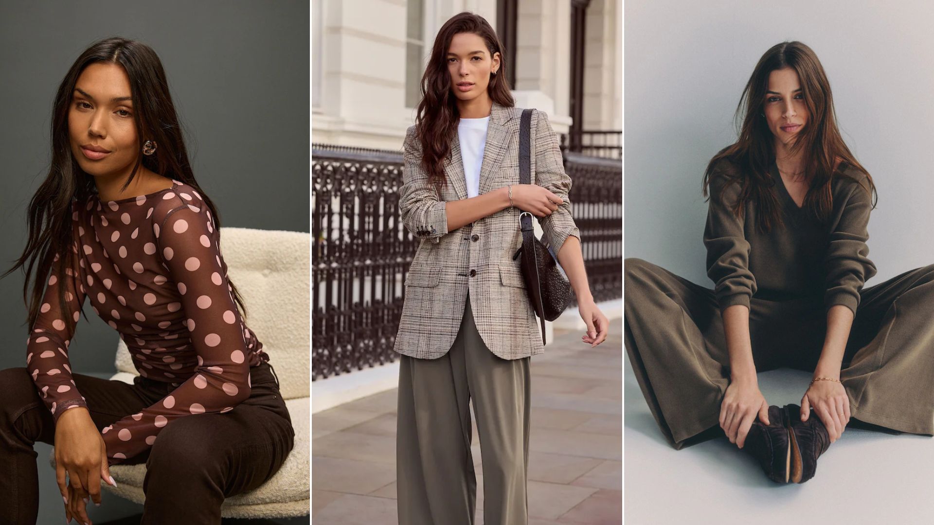 Three women wearing clothes from Next