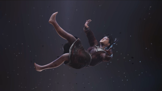 A girl falling through space