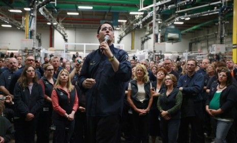 Wisconsin Gov. Scott Walker speaks to workers at Quad Graphics: The Republican&amp;#039;s recall win, along with dwindling union membership, may force Big Labor to re-strategize.