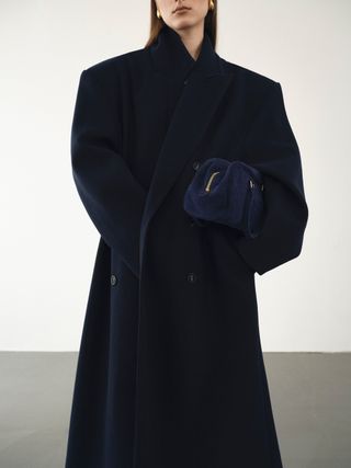 Wallis Oversized Grandpa Coat, Navy