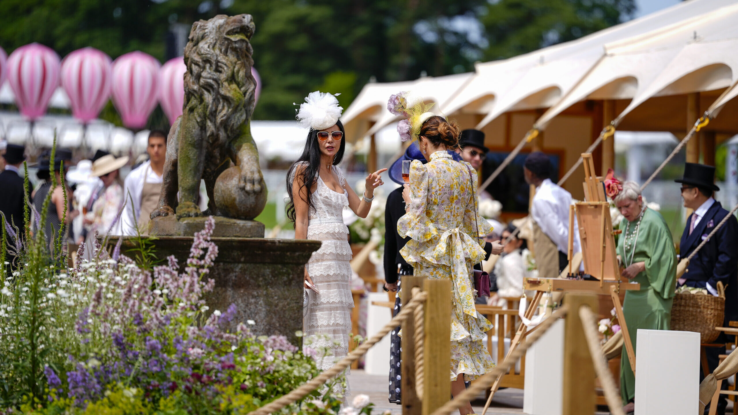 Guests in a hospitality section at Royal Ascot