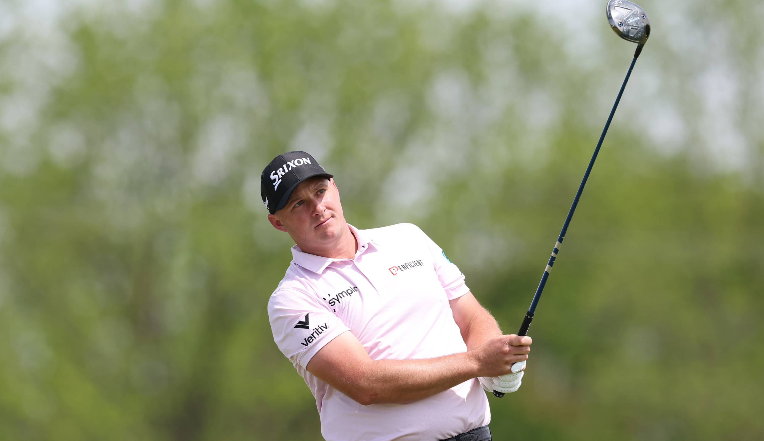 Sepp Straka hits a driver off the tee