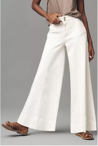 Pilcro The McKinley Regenerative Cotton Corset Wide-Leg Pants