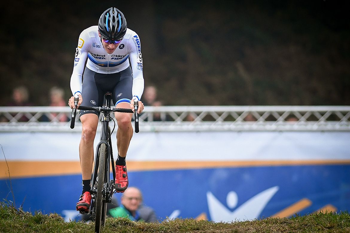 Toon Aerts (Telenet Fidea) in the European Champion's kit