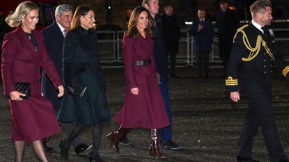 Pippa Middleton walking with her parents to carol service