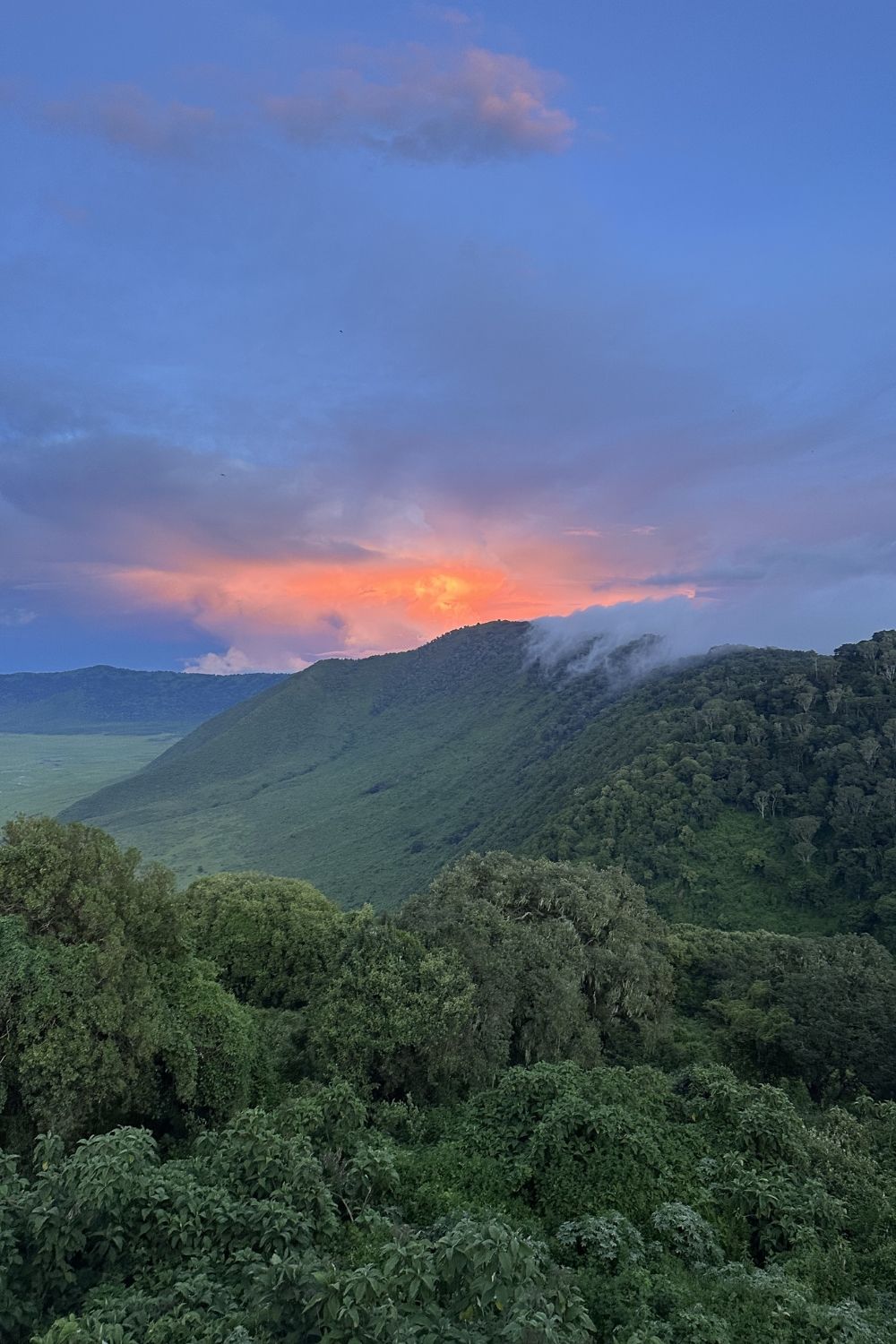The sunset at the Ngorongoro Crater