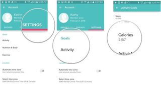 tap settings, activity, and then calories