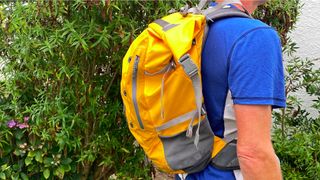 Man wearing Sea to Summit Flow 35L Dry Pack