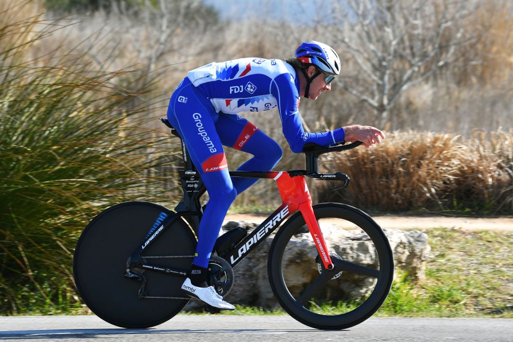 BERRELTANG FRANCE FEBRUARY 10 Tobias Ludvigsson of Sweden and Team Groupama FDJ sprints during the training prior to the 6th Tour De La Provence 2022 Prologue a 71km Individual Time Trial stage from Berreltang to Berreltang TDLP22 ITT on February 10 2022 in Berreltang France Photo by Luc ClaessenGetty Images