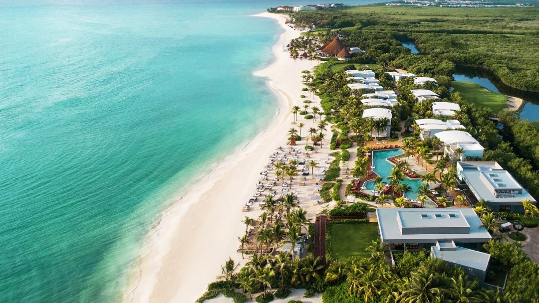 Aerial shot of Andaz Mayakoba Resort Riviera Maya