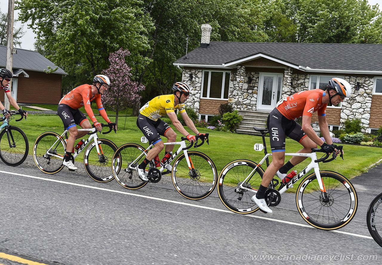Rally UHC protecting the race leader Tyler Magner during stage 2 at Tour de Beauce