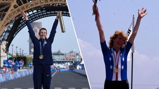 Kristen Faulkner, women&#039;s Olympic road race champion 2024, and Connie Carpenter-Phinney, women&#039;s Olympic road race champion 1984.