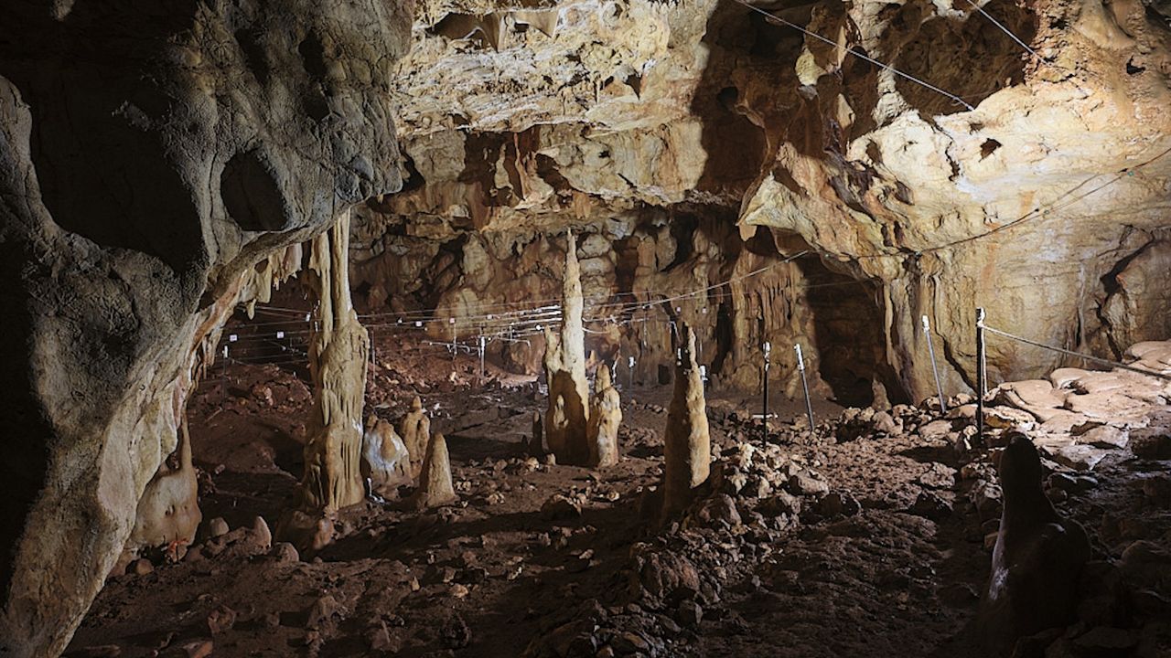 A photo inside Manot Cave