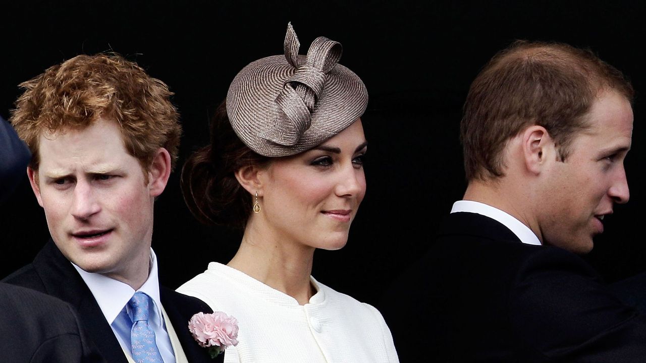 Prince William, Prince Harry and Kate Middleton attend the Epsom Derby at Epsom Downs racecourse