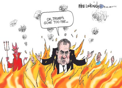 Political Cartoon U.S. Trump impeachment immigration plan Iran war Nixon
