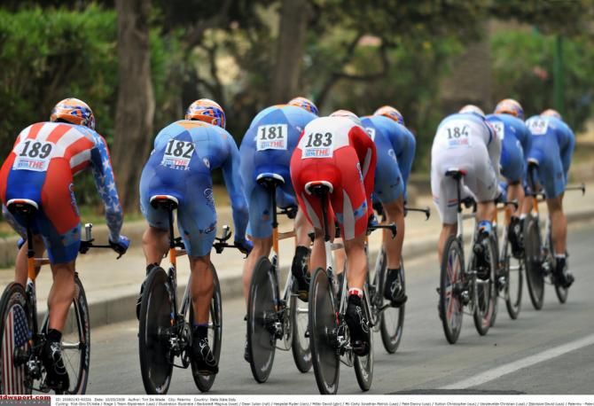 Team Slipstream with several national champions on their way to claiming the 2008 TTT