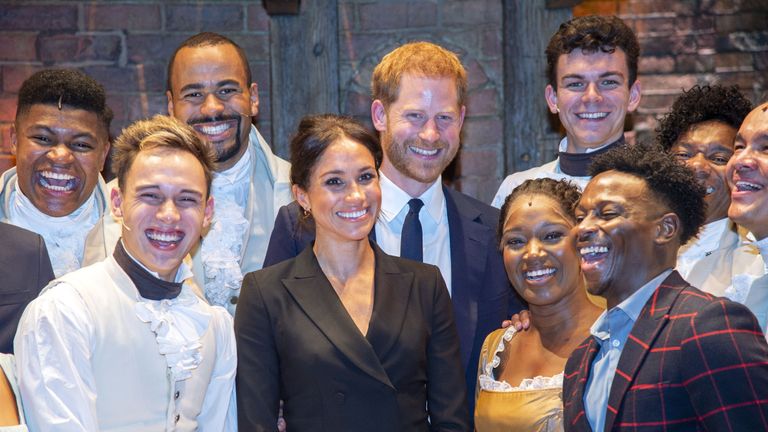 The Duke & Duchess Of Sussex Attend A Gala Performance Of "Hamilton" In Support Of Sentebale