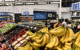 Fruit and vegetables are seen at a Walmart supermarket in Houston, Texas, on May 15, 2025. Walmart on Thursday reported another solid quarter behind sales gains in the United States, but warned of higher prices and continued uncertainty over President Donald Trump's tariffs