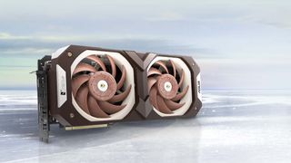 An Asus RTX 3080 Noctua Edition card on a glacier