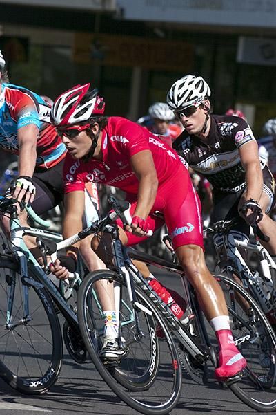 Lachlan Morton from New South Wales corners at the top of Sturt Street in Ballarat.