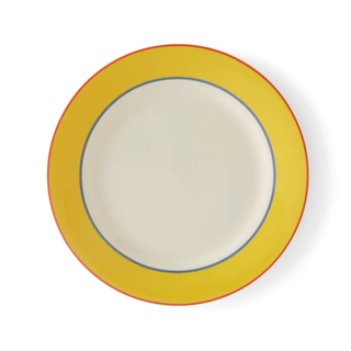 dinner plate with large yellow boarder