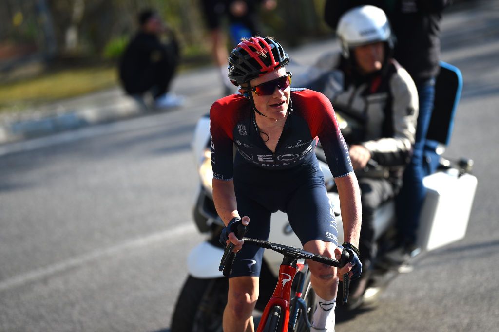 SAN MARINO ITALY MARCH 24 Ben Tulett of United Kingdom and Team INEOS Grenadiers attacks in the final climb during the 36th Settimana Internazionale Coppi e Bartali 2022 Stage 3 a 1471km stage from San Marino to San Marino 648m CoppieBartali on March 24 2022 in San Marino Italy Photo by Dario BelingheriGetty Images
